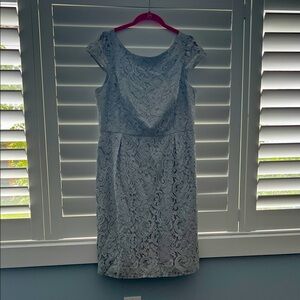 J. Crew Lace Midi Dress in Light Gray